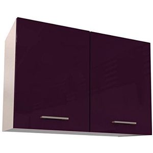 Berlioz Creations boven wastafel keuken 2 deuren, folie spaanplaat, aubergine, 80 x 33,3 x 55,4 cm