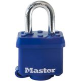 Master Lock 312EURD hangslot van gecoat staal met stiftsluiting en afdekking, blauw, 7,3 x 4 x 2,5 cm