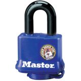 Master Lock 312EURD hangslot van gecoat staal met stiftsluiting en afdekking, blauw, 7,3 x 4 x 2,5 cm