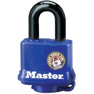 Masterlock 40mm laminated steel body - blue thermoplastic cover - 25mm hardened s - 312EURD