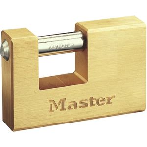 Master Lock 608EURD Rechthoekig hangslot van massief messing met sleutel, goud, 8,3 x 8,5 x 1,8 cm