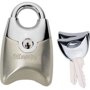 Master Lock 195EURTSN 2-pack Fusion™-hangsloten met sleutel en verborgen beugel, grijs, 4,4 x 2 x 1,4