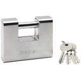 Master Lock 690EURD Rechthoekig hangslot van gehard staal met sleutel, grijs, 10,4 x 9 x 2,9 cm