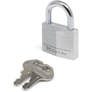 Master Lock 9140EURD Vhangslot met sleutel van aluminium, grijs, 4 x 5,9 x 1,3 cm