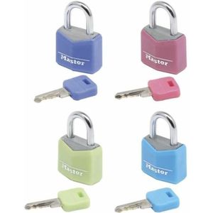 Master Lock Hangslot van massief aluminium, blauw, groen, 3,4 cm x 2 cm x 1,4 cm, hangslot, Blauw, groen, Hangslot