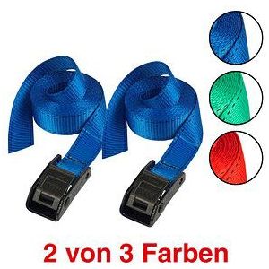 Masterlock Set of 2 lashing straps 2,50m assorted colors : blue + green + red - 3110EURDATCOL