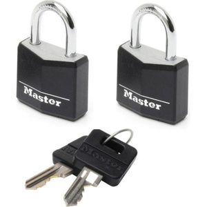 MasterLock Hangslot - Massief Aluminium - Zwart - 11mm - 2 Stuks - 9120EURTBLK