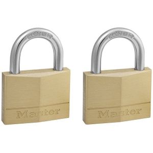 Master Lock 150EURT 2-pack sleutelhangsloten van massief messing, goud, 6,8 x 5 x 1,4 cm