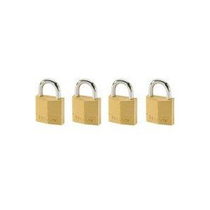 Master Lock 150EURQNOP 4-pack sleutel hangsloten van massief messing, goud, 6,8 x 5 x 1,4 cm