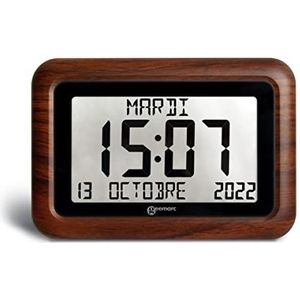 GEEMARC - VISO10 - Digitale kalender klok met dag / datum / tijdweergave - Houtlook