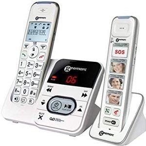 Geemarc Mobility Pack - Duo draadloze versterkte telefoons met antwoordapparaat en grote aanpasbare fototoetsen voor ouderen - laag of gemiddeld gehoorverlies - Franse versie