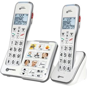 Geemarc AMPLIDECT 595-2 PHOTO Schnurloses Seniorentelefon Anrufbeantworter, Foto-Tasten Beleuchtetes Disp..., Telefoon, Wit