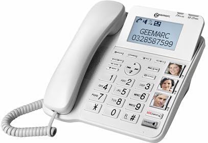 GEEMARC CL595 vaste telefoon voor SLECHTHORENDEN en SLECHTZIENDEN met 50 dB GELUIDSVERSTERKING. Met BEANTWOORDER