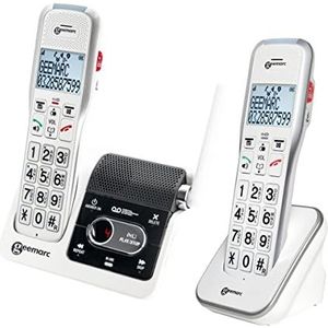 Geemarc Amplidect 595 U.L.E Duo Seniorentelefoons met versterkt ontvangstvolume, antwoordapparaat, SOS-functie en geïntegreerde intercominstallatie, gemiddeld of laag gehoorverlies, versie FR