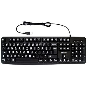 Geemarc KBSV3_BLK_GE USB-toetsenbord Duits, QWERTZ, Windows® zwart extra grote toetsen