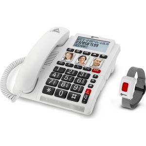 Geemarc CL610 vaste telefoon met sos band: Telefoon met extra luid geluid, grote toetsen en SOS-knop