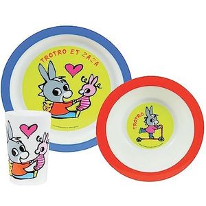 FUN HOUSE 005802 TROTRO Lunchset bestaande uit bord, kom en glas voor kinderen
