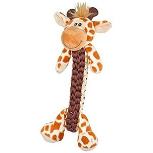 Pluche speelgoed giraf met geluid touw voor honden Les Féroces - oranje - H 34 cm