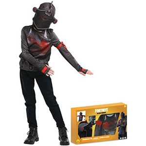 Rubies Panoplie Black Knight Top + bivakmuts + drinkfles van de Brave – Fortnite, jongeren 155119XXL, maat XXL 11 tot 12 jaar