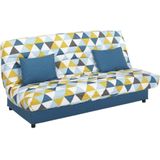 Klikklak-bedbank van stof SALOON met opbergruimte - Blauw print GRAPHIC