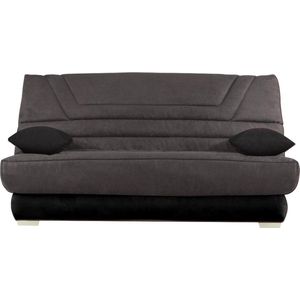 TULSA Bedbank van microvezel met matras BULTEX - grijs en zwart | Praktisch klikklak-mechanisme | Extra kussens