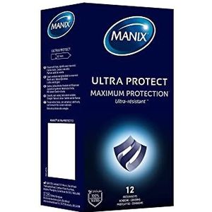 Manix Ultra Protect: doos met 12 condooms voor mannen, zeer duurzaam, latex voor maximale bescherming/gesmeerd en standaardmaat/diameter 52 mm
