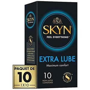 Skyn Skynfeel condooms voor mannen/standaardmaat, extra gesmeerd, fijne condooms, rechte en gladde vorm, diameter 53 mm, 10 stuks