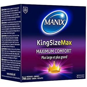 Manix King Size Max: Doos met 144 condooms voor heren, maat XL, groter, langer en extra dun voor maximaal comfort, diameter 56 mm