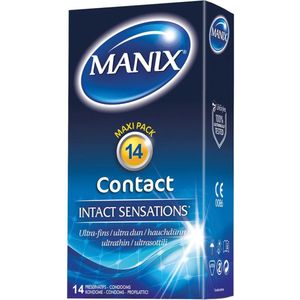 MANIX CONTACT PLUS 12 ultrafijne en extra gesmeerde mannelijke condooms voor ongerepte gevoelens