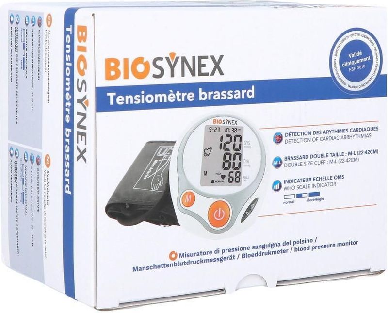 BIOSYNEX Bloeddrukmeter - Detecteert Aritmie - Bovenarm - 22-42 cm omtrek - WHO-Schaal
