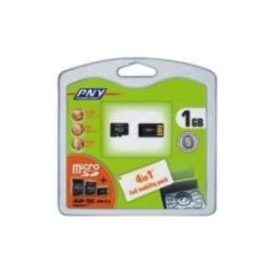 PNY - Micro Secure Digital - Geheugenkaart - 1GB - 4in1 Mobility-Pack met SD- en MiniSD-adapter
