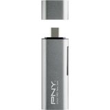 PNY - Type-C - USB-kaartlezer - Grijs - Metalen Ontwerp
