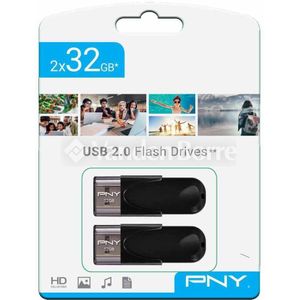 PNY Attache 4 (2-Pack) (32 GB, USB-A), USB-stick, Zwart
