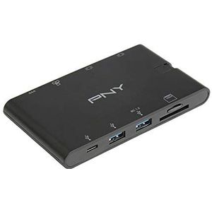 PNY - A-2UF-2TC-K01-RB - Notebook Docking Station - Zwart - USB-C, 9 Aansluitingen