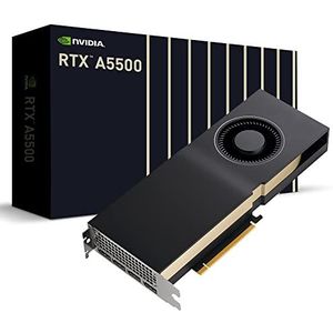 PNY NVIDIA RTX A5500 Professionele grafische kaart 24GB GDDR6 PCI Express 4.0 x16, Dual Slot, 4X DisplayPort, 8K ondersteuning, ultralichte actieve ventilator