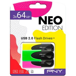 PNY - USB Stick - Zwart - Multicolour - 64 GB