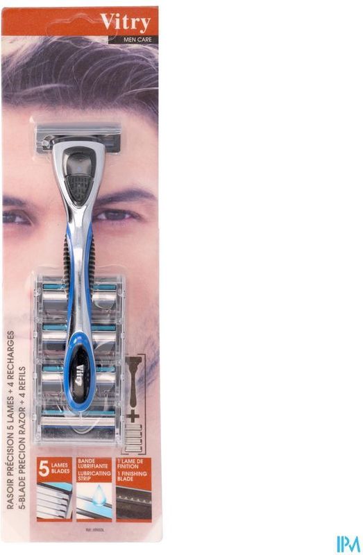 Vitry - Scheermes - Precisie - 5 Mesjes + 4 Navulmesjes