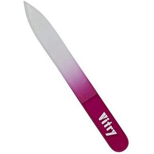 Vitry vijl van glas, zakformaat, handvat roze, 92 stuks