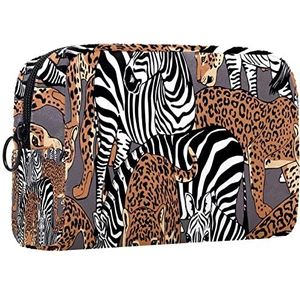 Kleine make-uptas voor dames, make-uptas, cosmetische reistas,Zebra luipaardprint Afdrukken