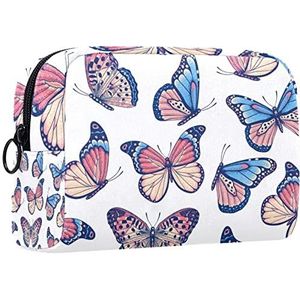 Kleine make-uptas voor dames, make-uptas, cosmetische reistas,Vintage kleurrijke vlinder Afdrukken