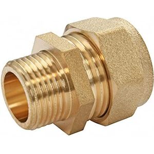 SOMATHERM FOR YOU 3540730013378 M-aansluiting en BRASS BICONE 18-3/4 koppeling van messing compressie messingring Ø18 koperen buis male 20/27, None