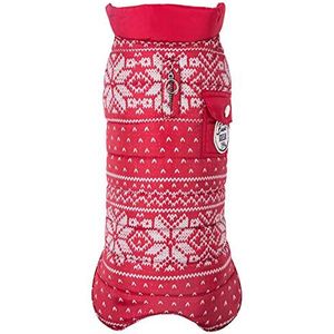 Wouapy Wouapy donsjack Jacquard, rood, maat Xxxs, het donsjack beschermt je hond tegen weersinvloeden