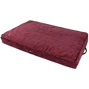 WOUAPY - Prestige matras – matras voor dutjes – rustplaats voor honden – ligvlak van fluweel met borduurwerk – design, praktisch en comfortabel – eenheidsmaat – rood