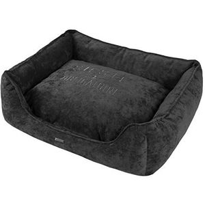 WOUAPY - Sofa Prestige Slaapbank voor honden, slaapbank van fluweel met borduurwerk, praktisch en comfortabel design, maat L, grijs