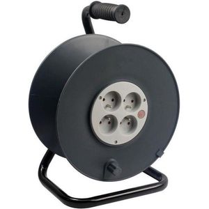 Zenitech - Kabelhaspel - Zwart - Kunststof - Metalen Voet - Automatische Schakelaar