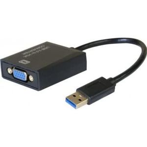 Exertis Connect USB 3.0 grafische kaart VGA-adapter Voeg snel een grafische kaart toe aan je computer. (VGA, 23 cm), Data + Video Adapter, Zwart