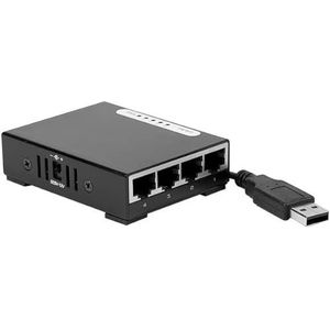 Dexlan Gigabit Pocket Switch - 4 x poorten gevoed door USB (4 ports), Netwerkschakelaar, Zwart