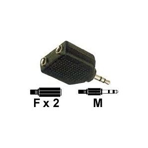 Verbind 3,5 mm Jack Dubbele Stereo Adapter - Zwart