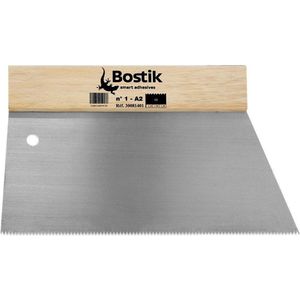 Bostik Spatel nr. 1-A2 voor acryllijm, spatel van roestvrij staal, houtbevestiging, nauwkeurige en gelijkmatige toepassing van de lijm op verschillende oppervlakken, duurzaam en eenvoudig te hanteren,
