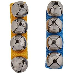 FUZEAU - 8441 - Paar armbanden met 4 belletjes - Klittenbandsluiting - Blauw/geel - Voor polsen - Muziek in beweging - Vanaf 3 jaar